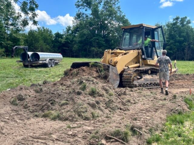 Clearing the road to the cottages